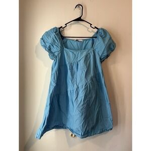 Zara Woman Off The Shoulder Mini Dress Ruffled Blue‎ Balloon Sleeve Size medium